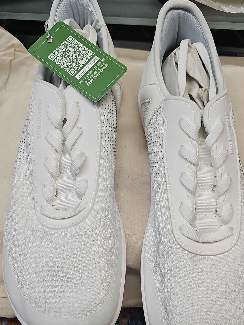 Men's White Knit Slip-On Sneakers with Elastic Lace
